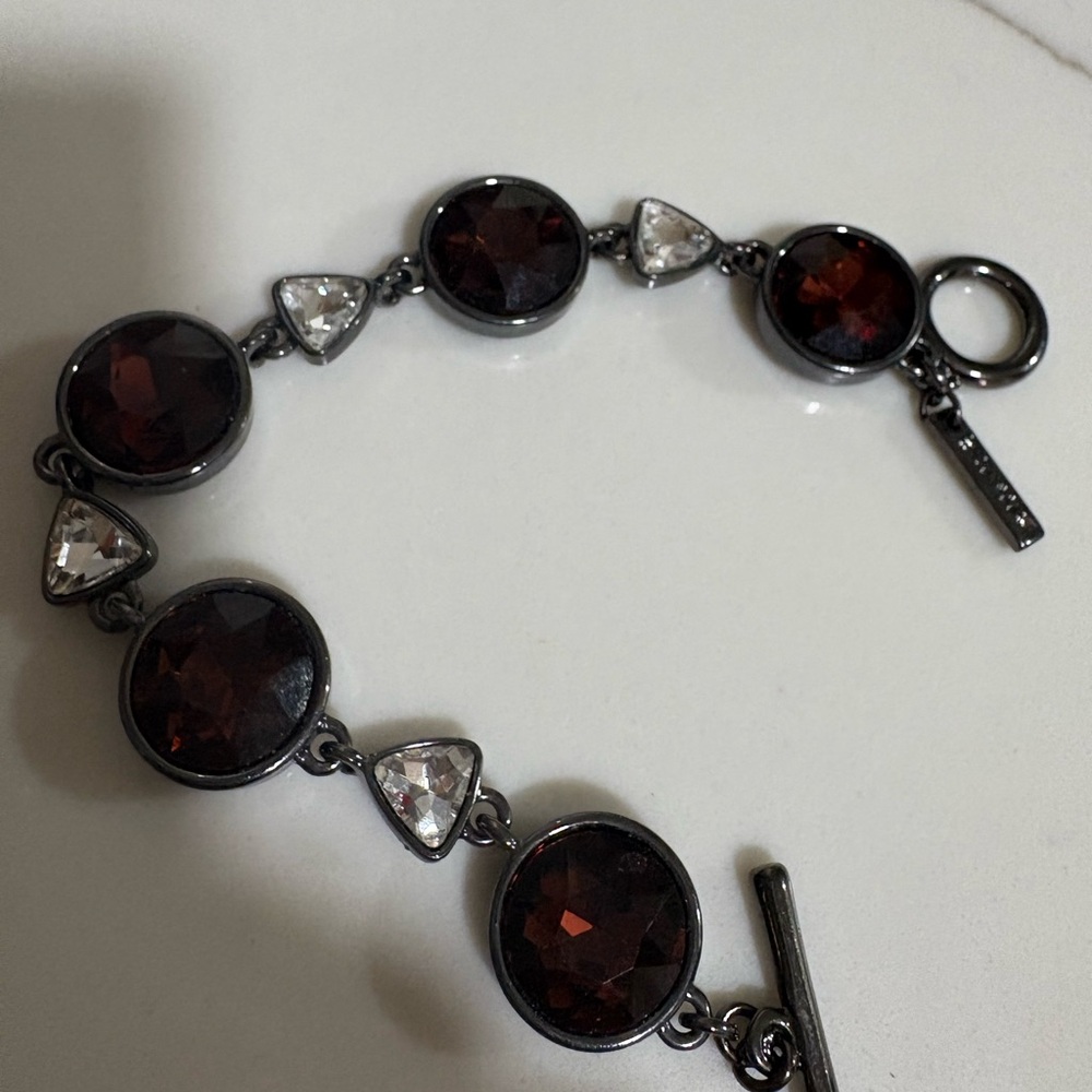 White House Black Market Red and Silver Garnet Bracelet